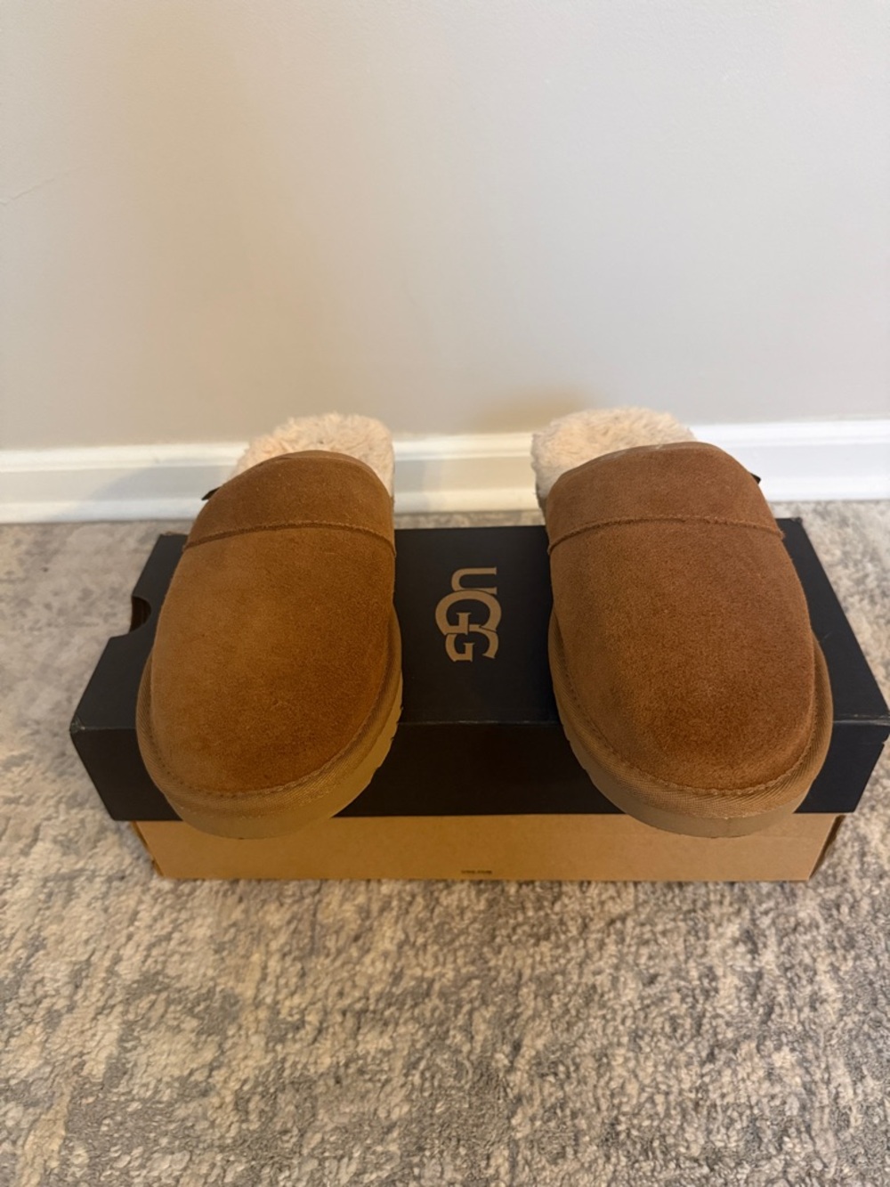 UGG Chestnut Suede Shearling Mule